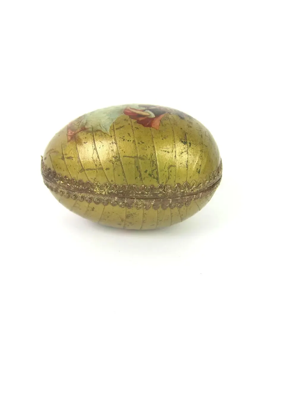 Antique Halloween Candy Container Dresden Paper Mache Egg Witch Mother Goose